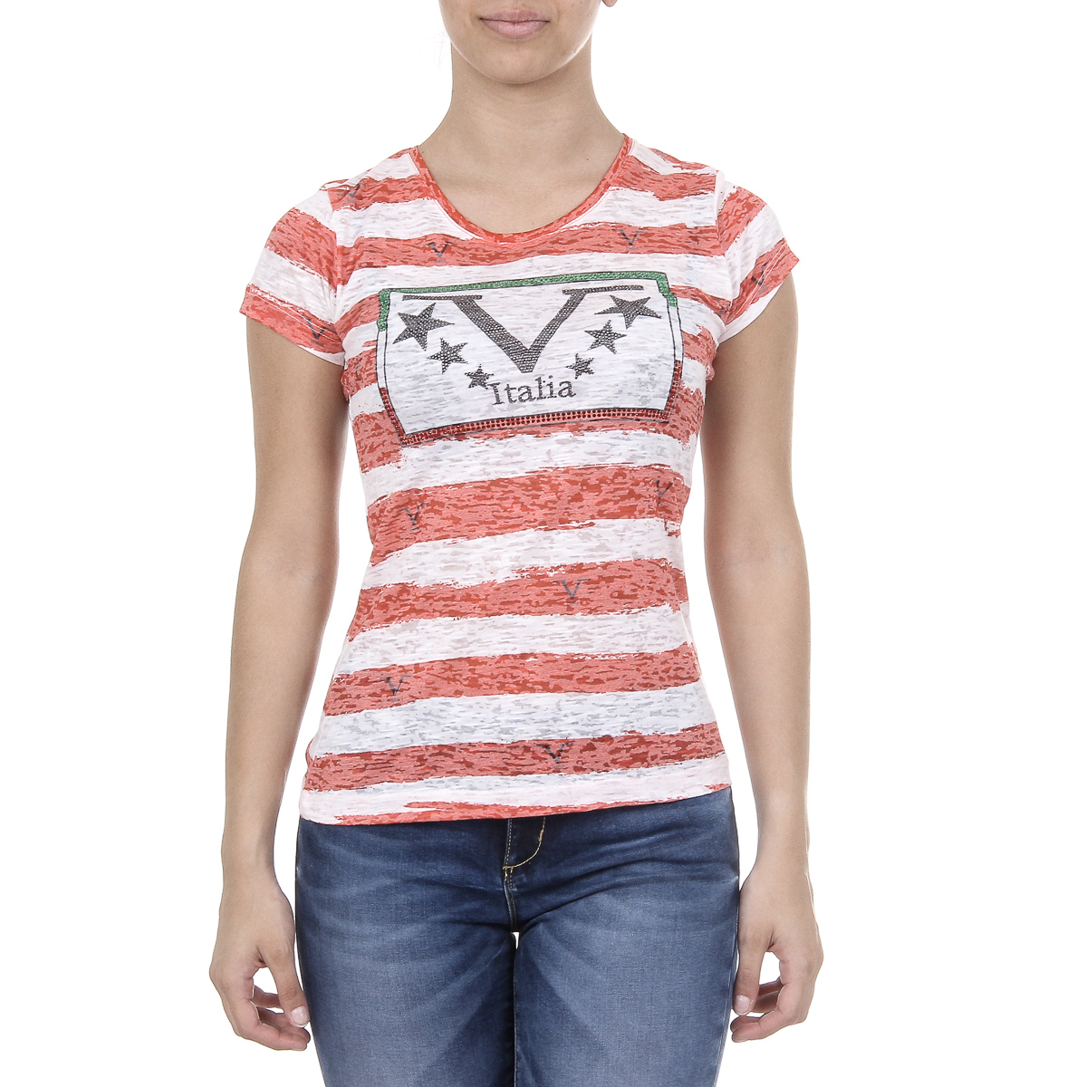 V 1969 Italia Womens T-shirt Short Sleeves Round Neck Multicolor CHARLOTTE