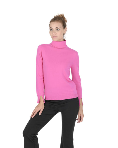 Crown of Edinburgh Cashmere Womens Turtleneck Sweater COE 0023 FUSCHIA