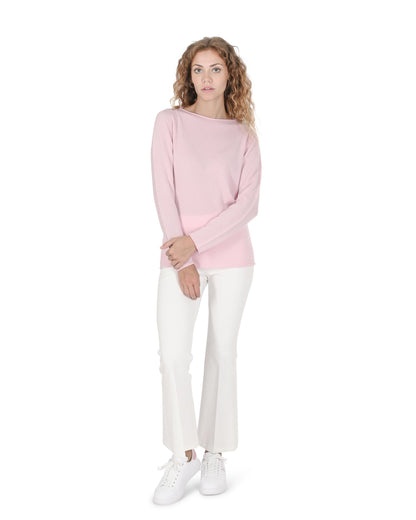 Crown of Edinburgh Cashmere Womens Boat Neck Sweater COE 0025 LIGHT PINK