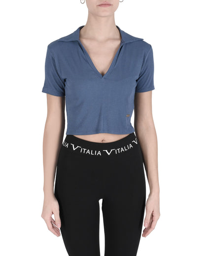 19V69 Italia Womens Crop Top CLOE RAF BLUE