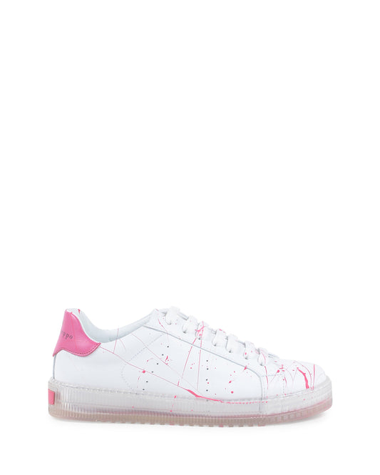 Splatter Sneaker - White Fuxia