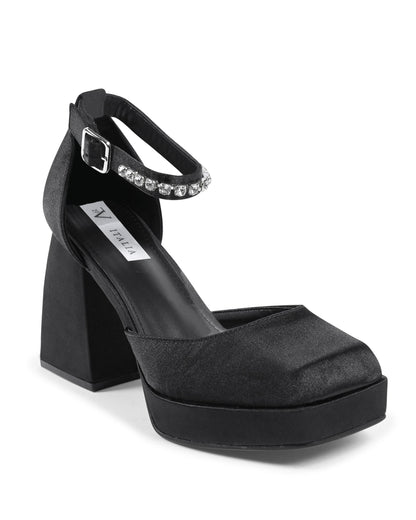 19V69 Italia Womens Ankle Strap Pump Black J010 NERO