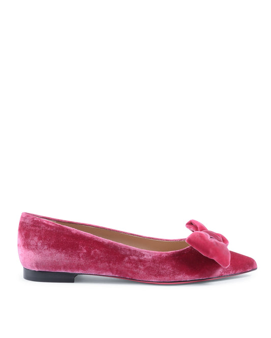 Baby Bow Velvet Ballerina - Fuxia