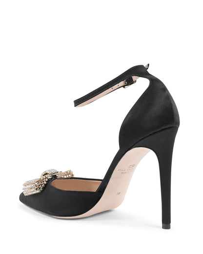 Satin Bow Pump - Black