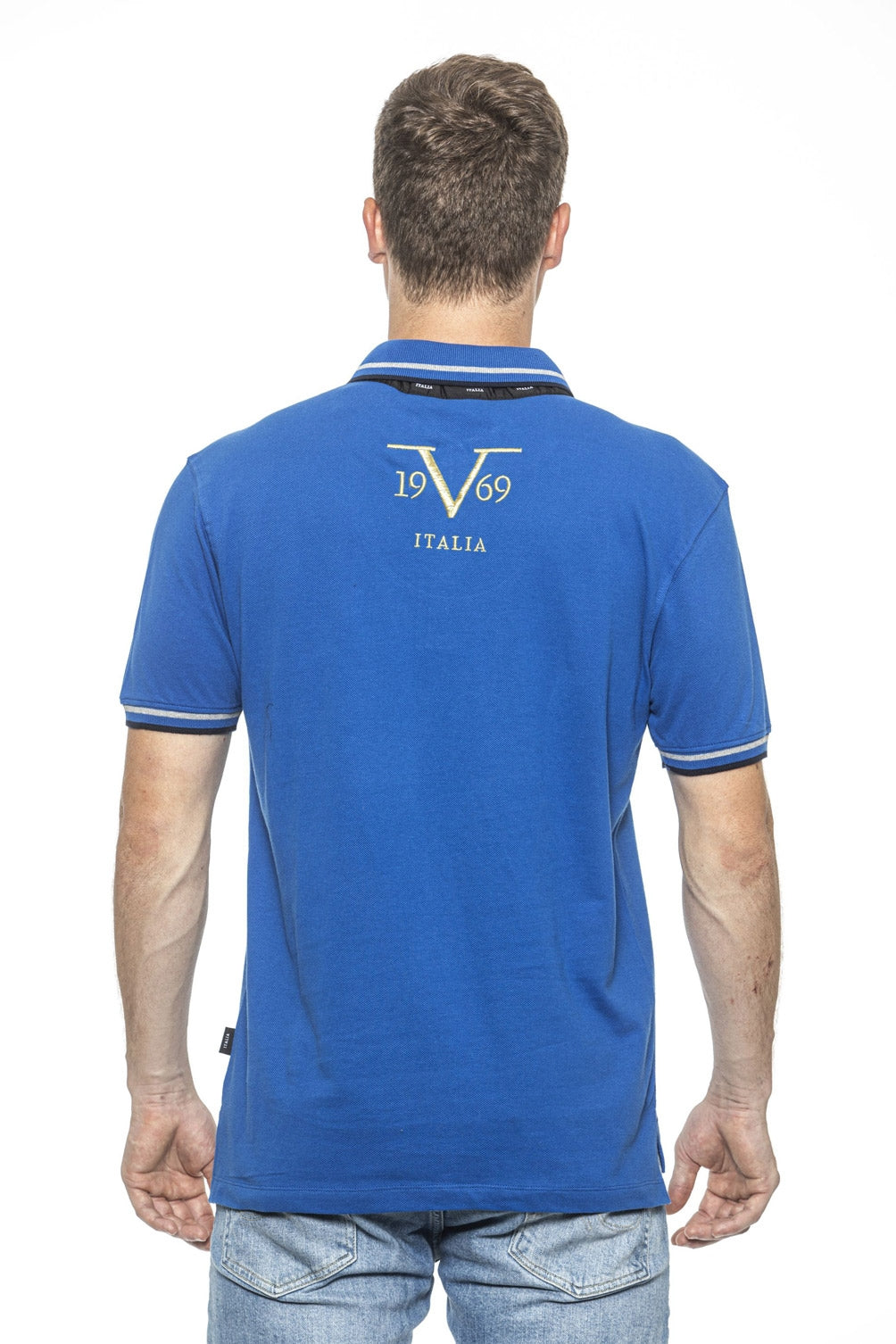 19V69 Italia Mens Polo Blue RETRO ROYAL BLUE