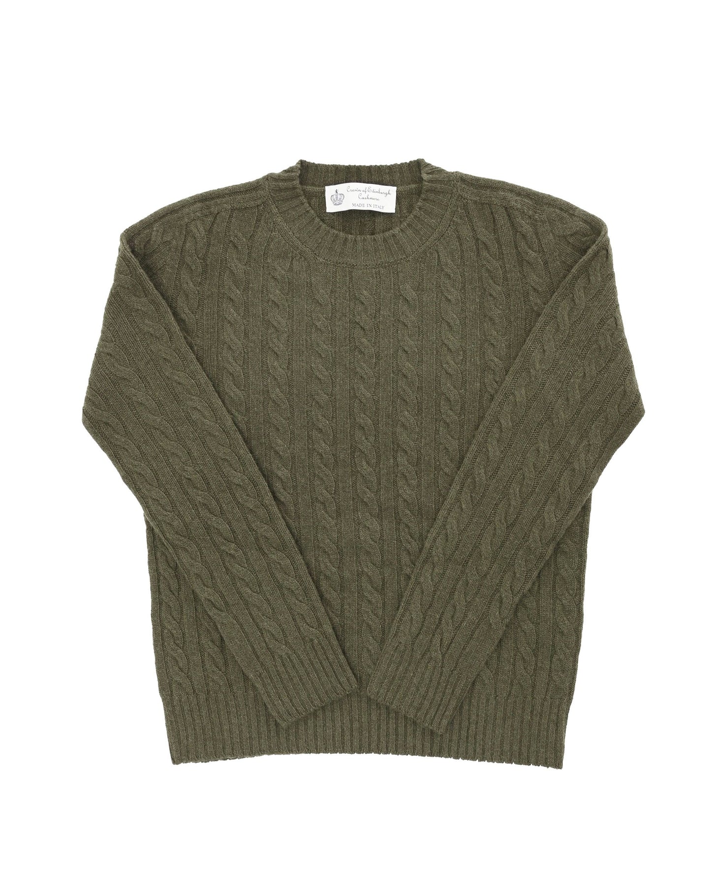 Crown of Edinburgh Cashmere Womens Round Neck Sweater COE 0033 KHAKI