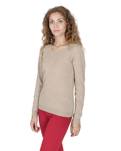 Crown of Edinburgh Cashmere Womens Square Neck Sweater COE 0024 SAND