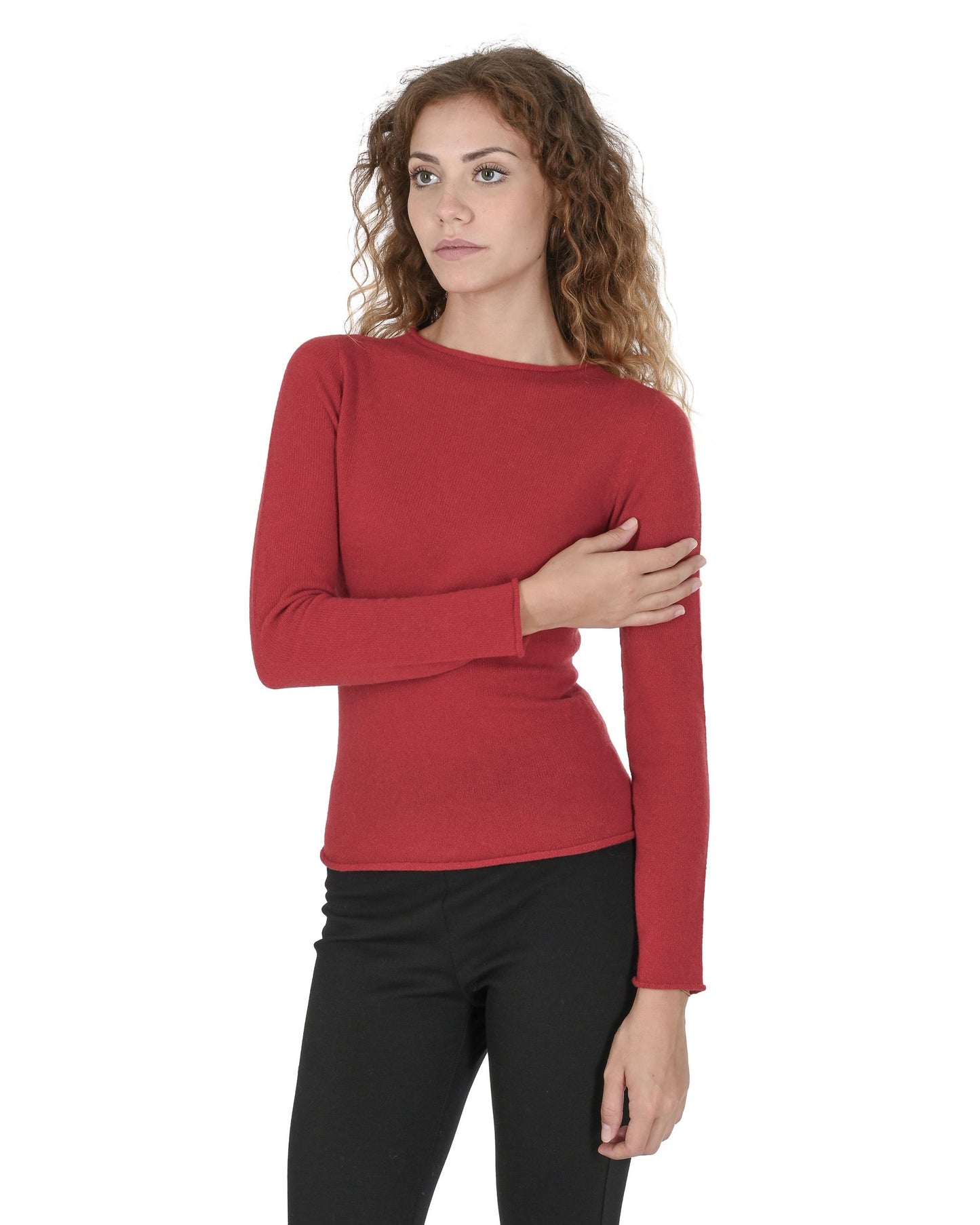 Crown of Edinburgh Cashmere Womens Boat Neck Sweater COE 007 RED