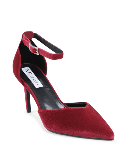 19V69 Italia Womens Ankle Strap Pump Red F0110 ROSSO