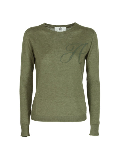 Crown of Edinburgh Cashmere Long Sleeve ART 004 GREEN LETTER A