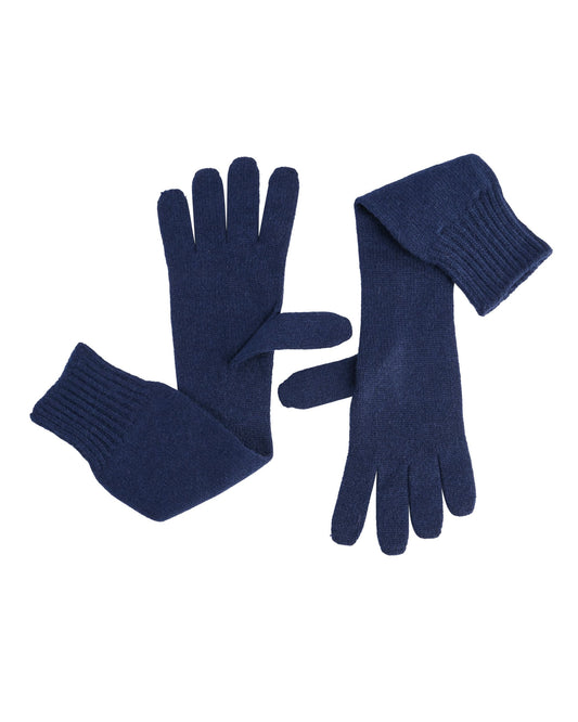 Crown of Edinburgh Cashmere Womens Long Gloves COE 002 NIGHT BLUE