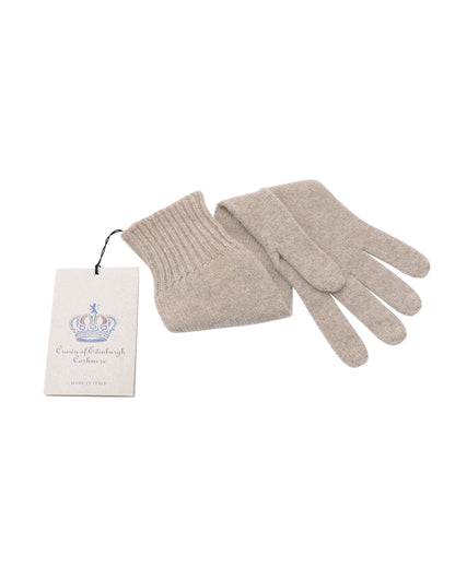 Crown of Edinburgh Cashmere Womens Long Gloves COE 002 DARK BEIGE