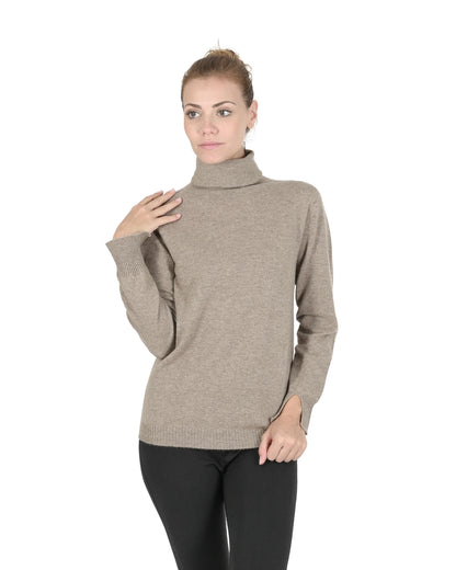 Crown of Edinburgh Cashmere Womens Turtleneck Sweater COE 0023 ECRU