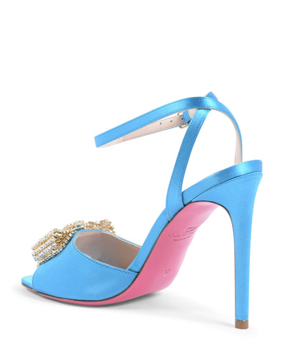 Satin Bow Sandal - Light Blue