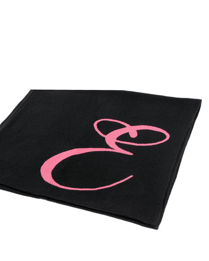 Crown of Edinburgh Cashmere Monogrammed Scarf DEAN VILLAGE BLACK E