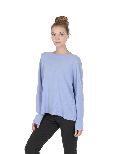 Crown of Edinburgh Cashmere Womens Oversize Boat Neck Sweater COE 008 SKY BLUE