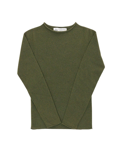 Crown of Edinburgh Cashmere Womens Boat Neck Sweater COE 007 OLIVE GREEN