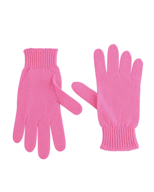 Crown of Edinburgh Cashmere Womens Short Gloves COE 001 BRIGHT PINK