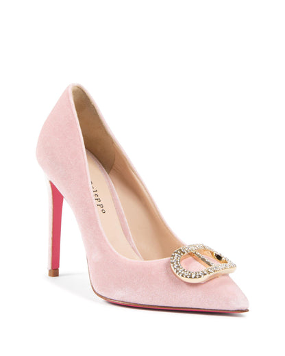 Cindarella Velvet Pump Light Pink