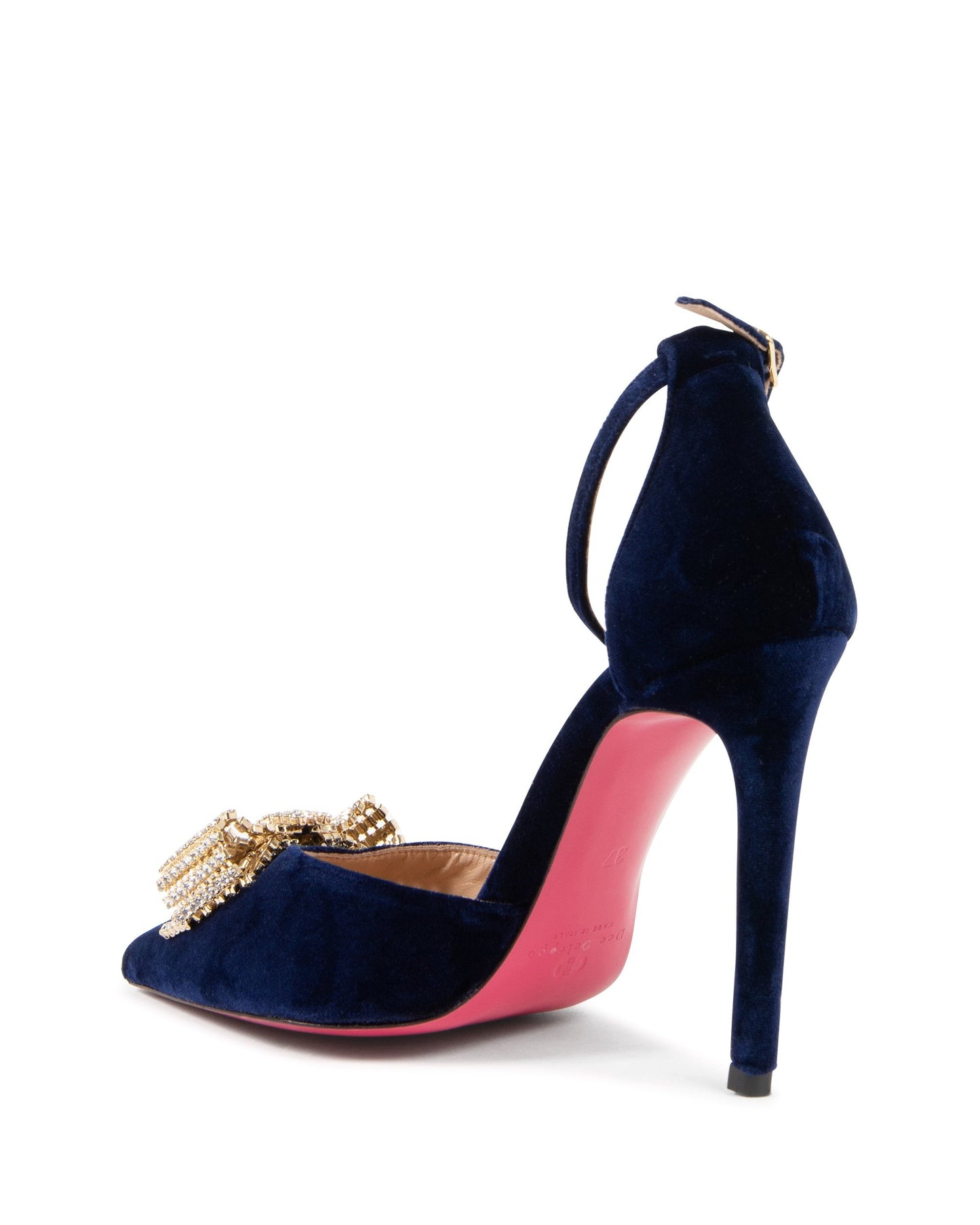 Velvet Bow Pump Navy Blue