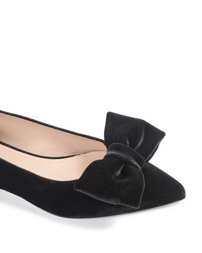 Baby Bow Velvet Ballerina - Black