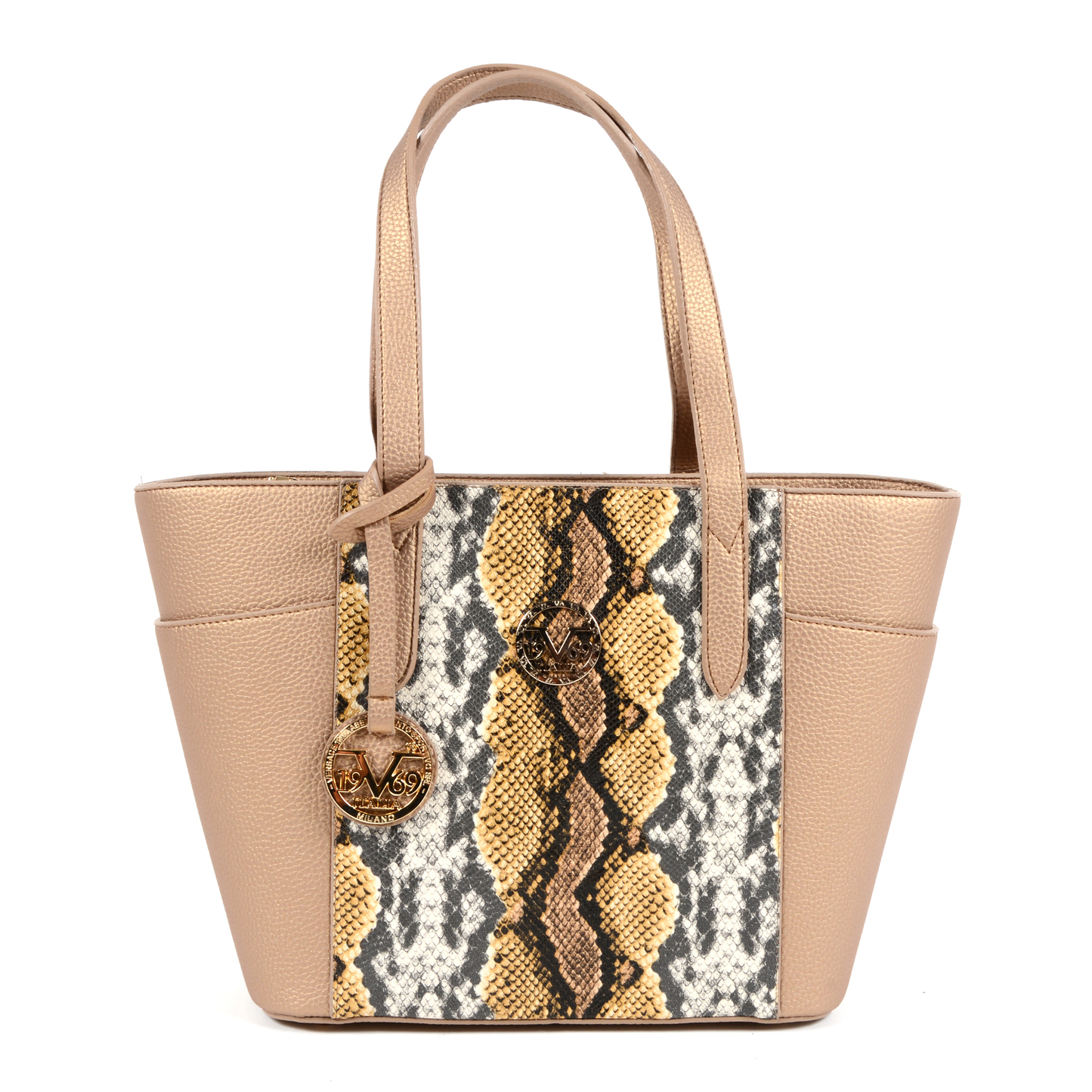 19V69 Italia Womens Handbag Gold 8004 PYTHON GOLD