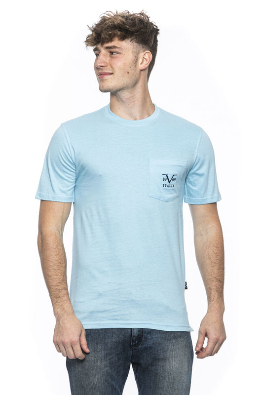 19V69 Italia Mens T-Shirt Blue IVAN LIGHT BLUE