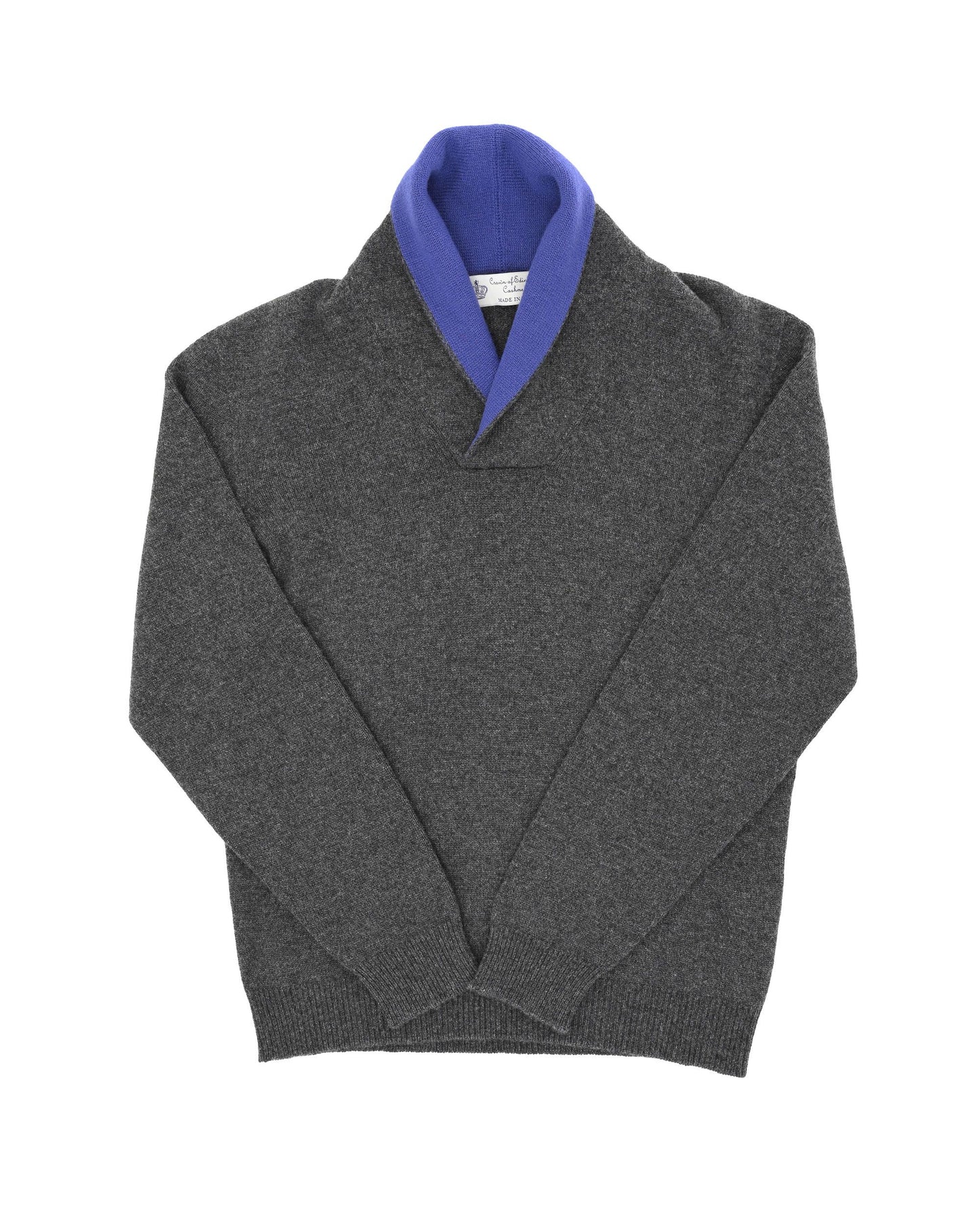 Crown of Edinburgh Cashmere Mens Shawl Collar Sweater COE 0011 NAVY