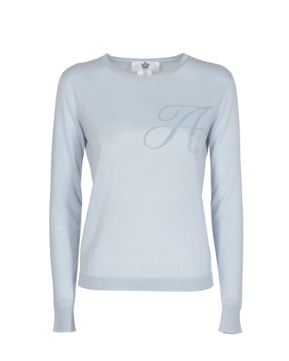 Crown of Edinburgh Cashmere Long Sleeve ART 004 LIGHT BLUE LETTER A