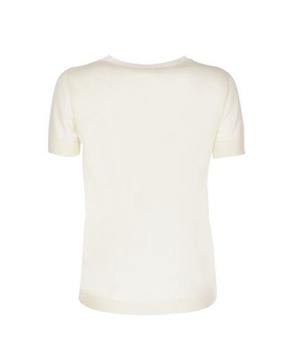 Crown of Edinburgh Cashmere Short Sleeve ART 003 IVORY LETTER D