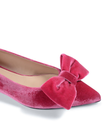 Baby Bow Velvet Ballerina - Fuxia