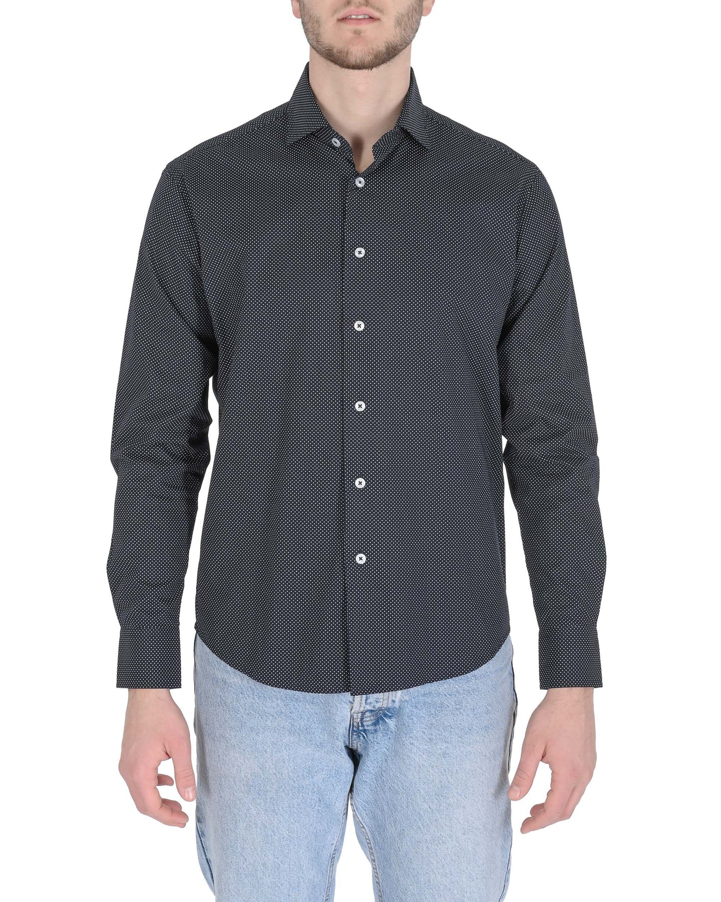 19V69 Italia Mens Shirt JERALD NAVY BLUE