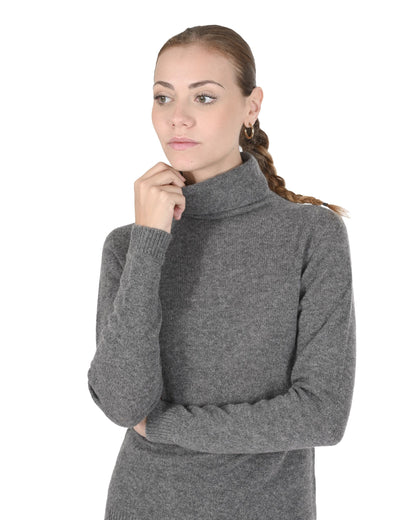 Crown of Edinburgh Cashmere Womens Turtleneck Sweater COE 0021 SMOG