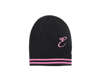 Crown of Edinburgh Cashmere Monogrammed Beanie BRUNTSFIELD BLACK E