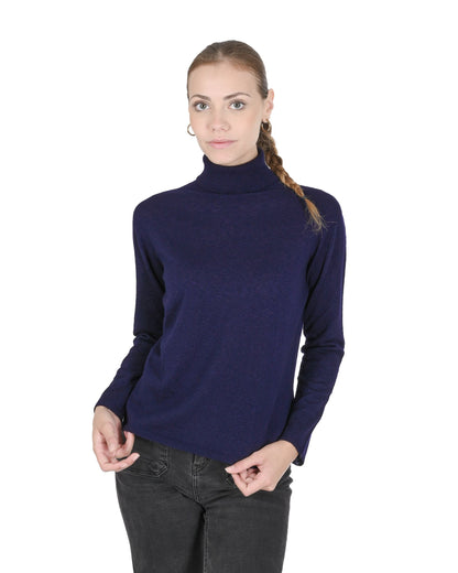 Crown of Edinburgh Cashmere Womens Turtleneck Sweater COE 0020 NAVY BLUE