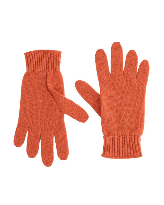 Crown of Edinburgh Cashmere Womens Short Gloves COE 001 BRICK ORANGE