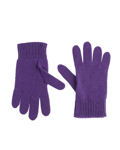 Crown of Edinburgh Cashmere Womens Short Gloves COE 001 DARK VIOLET