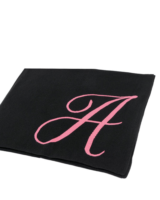 Crown of Edinburgh Cashmere Monogrammed Scarf DEAN VILLAGE BLACK A