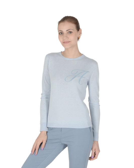 Crown of Edinburgh Cashmere Long Sleeve ART 004 LIGHT BLUE LETTER A