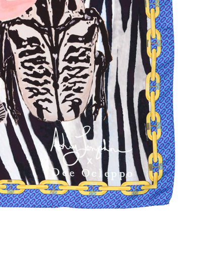 Dee X Ashley Longshore Blue Zebra Silk Scarf