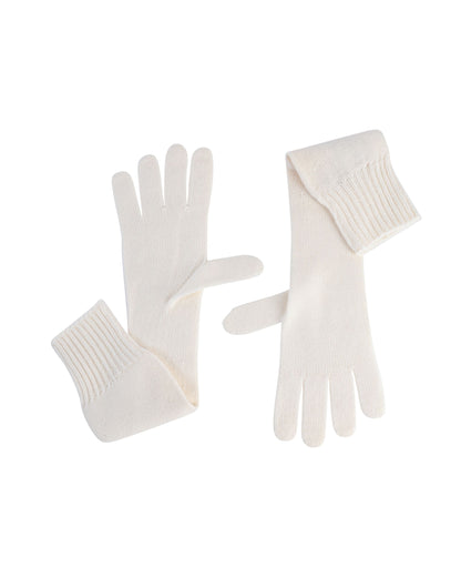 Crown of Edinburgh Cashmere Womens Long Gloves COE 002 MILK