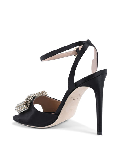 Satin Bow Sandal - Black