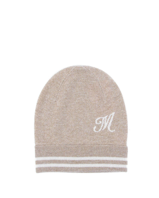 Crown of Edinburgh Cashmere Monogrammed Beanie BRUNTSFIELD CAMEL M