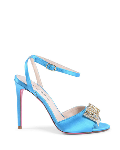 Satin Bow Sandal - Light Blue