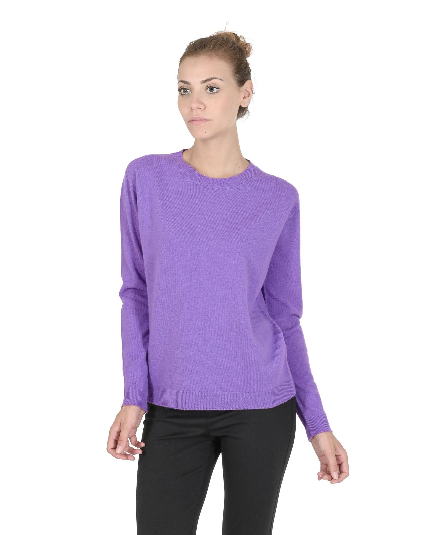 Crown of Edinburgh Cashmere Womens Round Neck Sweater COE 0014 LAVENDER