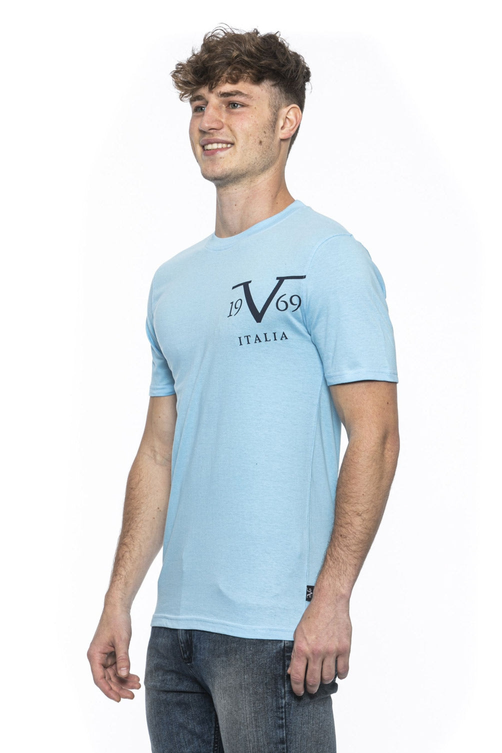 19V69 Italia Mens T-Shirt Blue MIKE LIGHT BLUE