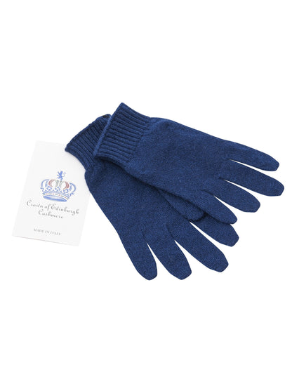 Crown of Edinburgh Cashmere Womens Short Gloves COE 001 NIGHT BLUE