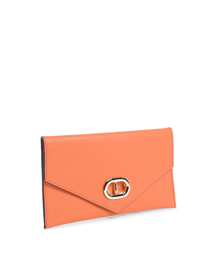 Leather Envelope Clutch Orange