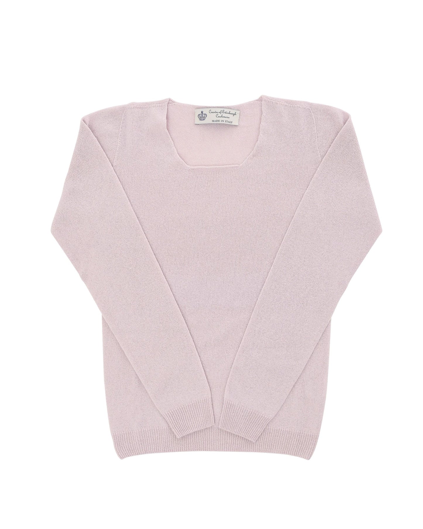 Crown of Edinburgh Cashmere Womens Square Neck Sweater COE 0024 PINK