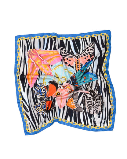 Dee X Ashley Longshore Blue Zebra Silk Scarf